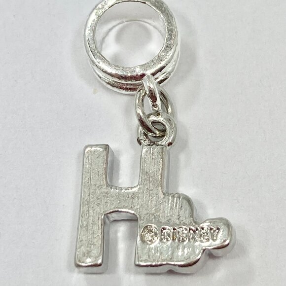 Vtg Disney Pink Crystal Mickey Mouse Ears European Slide Charm Initial Letter H - Picture 4 of 6
